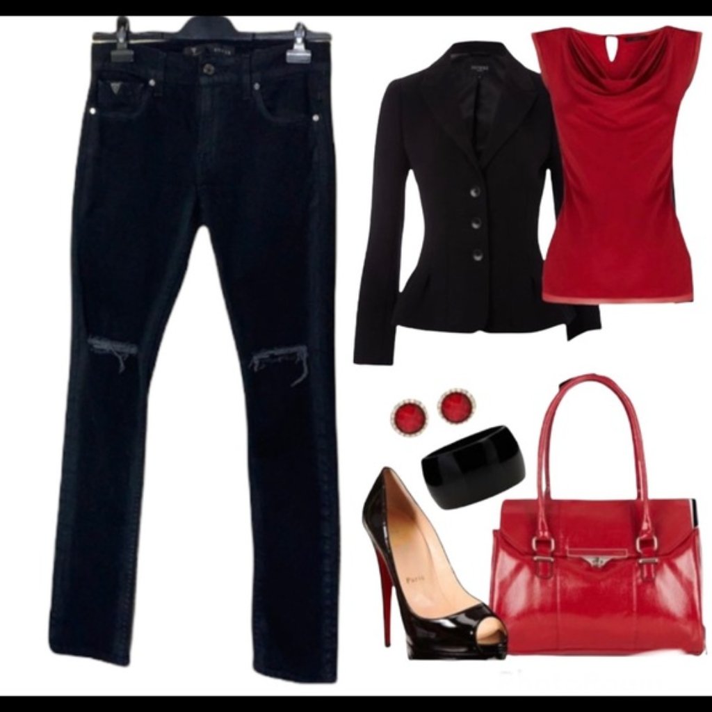 Guess Black Distressed Skinny Jeans Size 30